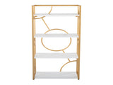Contemporary Bookcase in Gold Metal and White Wood B202P223884