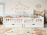 Full Platform Bed with Full-length Guardrails, Kids Platform Bed with Storage Drawers, Childlike and W1580P534503