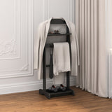 Accent Portable Garment Rack,Clothes Valet Stand with Storage Organizer,Black Finish W760P145329