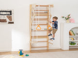 6-in-1 Swedish Ladder Wall Gym, Indoor Kids Playground with Swing, Rope Ladder, Pull-Up Bar, Slide, W1422P474542