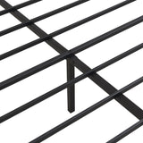 Queen Size metal bedframe,Headboard with wood panel decoration,black 67358352