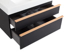 VELA 36 Inch Black Wall Mounted Bathroom Vanity with Integrated Acrylic Sink, 2 Soft-Close Drawers, W3235P327618
