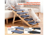 Wooden 5-Step Pet Stairs, Foldable Dog Steps for Beds, Sofas, and Cars, 110lbs Capacity, Durable and 97417709
