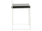 Fuji Contemporary Stackable Counter Stool in White with Black Faux Leather Cushion by LumiSource B202P222380