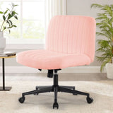 ZUN Office chair with wheels, armless office chair, Teddy velvet wide seat home office chair, cute W1521P176416