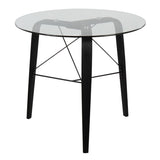 Trilogy Mid-Century Modern Round Dinette Table in Black Wood with Clear Glass Top by LumiSource B202P223354