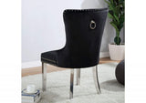 ZUN Contemporary Black Color Flannelette 2pcs Side Chairs Button-Tufted Upholstered Dining Chairs B011P208974