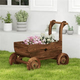 27" Decorative Wooden Wagon Cart with Handle Wheels 37746695