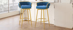 ZUN Swivel Counter Height Bar Stools Set of 2, 31." Bar Height Stools with Hand-Woven Backrest & Gold N762P216979C