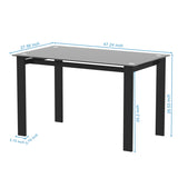 Modern tempered glass black dining, simple rectangular metal legs living room kitchen W24137458