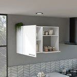 ZUN Napoles 2 Wall Cabinet, Open Storage Shelves, Single Door White B200P242414