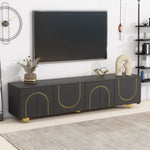 ZUN Modern TV Stand for TVs up to 75 Inches, Entertainment Center with Storage Cabinets and 1 Adjustable 45363842