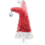 ZUN 6FT Hinged Fir Artificial Fir Bent Top Christmas, Xmas Bendable Santa Hat Style Christmas PX292920AAJ