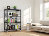 4-Tier Heavy Duty Metal Rack Foldable Shelf Organizer, Kitchen Storage Cart with Lockable Wheel 16713221