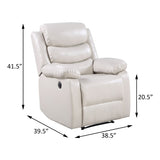 Beige Power Recliner with Pillow Top Arms B062P184509