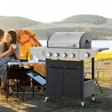 Propane Grill 4 Burner Barbecue Grill Stainless Steel Gas Grill with Side Burner and Thermometer for 57948567