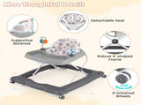 Grey Foldable Baby Walker with Detachable Tray & Shape Sorter Toys, 3-Level Height Adjustable for 06894251