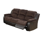 Motion Sofa 1pc Living Room Furniture Chocolate Padded Suede w. Faux Leather Plush Cushion 3-Seat B011P205234
