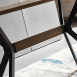 Modern Minimalist Style Dining Table MDF wooden Top Black Metal Shelf Metal Heat Transfer Legs W241132801