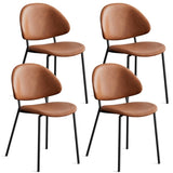 Set of 4 Upholstered PU Leather Dining Chairs Mid-Century Modern Dining Chairs with Curved Backrest W3010P291314