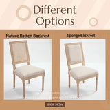 French Country Dining Chairs Set of 2, Upholstered Chairs with Square Back, Wire drawing and carving W3426P324534