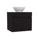 Vessel Sink Vanity Manchester, Two Drawers and Open Shelf, Black B200P313692