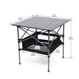 ZUN 1-piece Folding Outdoor Table with Carrying Bag,Lightweight Aluminum Roll-up Square Table for W24172223