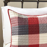 ZUN 6 Piece Printed Herringbone Quilt Set with Throw Pillows Red King/Cal King B03597497