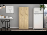 Multistorage Cabinet 71" H, Two Doors, Five Internal Shelves, Light Oak / Black B097132950
