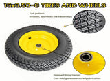 Set of 2 16x6.50-8 Lawn Mower Tires and Wheel Assembly, 4-Ply Tubeless Turf Tread Replacement, 3" W1364P445939