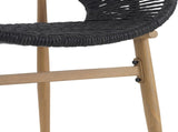 Cyril Outdoor Wicker Papasan Style Dining Chair, Teak Finished Leg and Dark Gray Faux Rattan, Gray N775P271975G