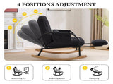 Corduroy Nursery Rocking Chair w/ Pull-out Footrest, Adjustable Backrest 100&deg-160&deg, Oversized 32623952