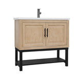 36" Bathroom Vanity White Ceramic Sink & Hot and Cold Faucet , Freestanding Bathroom Cabinet W688P224379