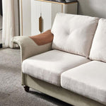 ZUN Living Room General Use Linen Fabric Faux Leather with Wood Leg Love Seat 52150154