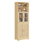 ZUN FCH 4 doors 6 layers with rattan surface Triamine board veneer 60*30*170cm display cabinet original 16373910