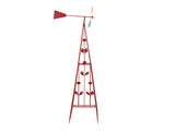 6.2ft Red 4-Blade Iron Windmill with 4-Leg Stand and Storage Shelf 54238030