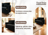 FX-P18-BKLuxury Velvet Sofa with Gold Accents - Modern 3-Seat Couch with Plush Cushions, W57649846