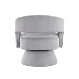 Modern Luxurious Swivel Accent Chair Gray Soft Corduroy Upholstery Plush Seating Solid Wood Stylish B011P256232