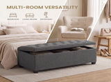 Dark Gray Tufted Storage Ottoman Bench, 43" End of Bed Bench with Lift-Off Lid, 660lb Capacity 30646649