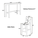 ZUN TOPMAX Farmhouse 48"Rectangular Wood Bar Height Dining Set Kitchen Breakfast Nook with 2 Chairs for N717P195018K