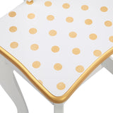 Three Fold Mirror Single Drawing Curved Foot Children Dressing Table Yellow Dots 13820391