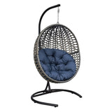 ZUN Hanging Swing Egg Chair with Stand,Outdoor Patio Wicker Tear Drop Shape Hammock Chair with Cushion W1889113605