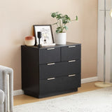 Black P2 Particle Board and Density Board Wavy Pattern Drawer Front Three-Level Four-Drawer Bedside 08161616