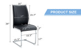 Luxury Simple Arch Chair - Set of 4 Black PU Material High Resilience Dining Chair with Arched Metal W1151P154857