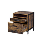 ZUN 2 Drawers Nightstand with 1 Open Compartment, Rustic Oak and Black B016P256136