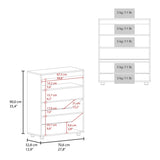 FM FURNITURE North Fork Shoe Rack, Pneumatic Lift-Up Compartment, Dual Doors, White and Natural Oak B128P301388