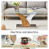 Rectangular Coffee Table.Tempered glass countertop, and artistic MDF legs,perfect for hosting W1151P216459