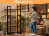 5-Tier 62 Inch Tall Vintage Industrial Bookcase with Open Storage Shelves Rustic Brown, 31.5" 11" 72744657