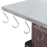 K&K 40.5" Outdoor Grill Cart with Stainless Steel Top, Solid Wood Outdoor Storage Cabinet with Drop N707P228272Z