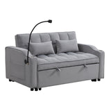 Modern Velvet Loveseat Futon Sofa Couch w/Pullout Bed,Small Love Seat Lounge Sofa with adjustable W311P195252